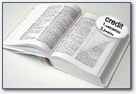 Graphic of a dictionary page with "Credit" highlighted