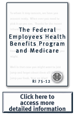 Graphic of publication cover 'The Federal Employees Health Benefits Program and Medicare' 

click to access more information